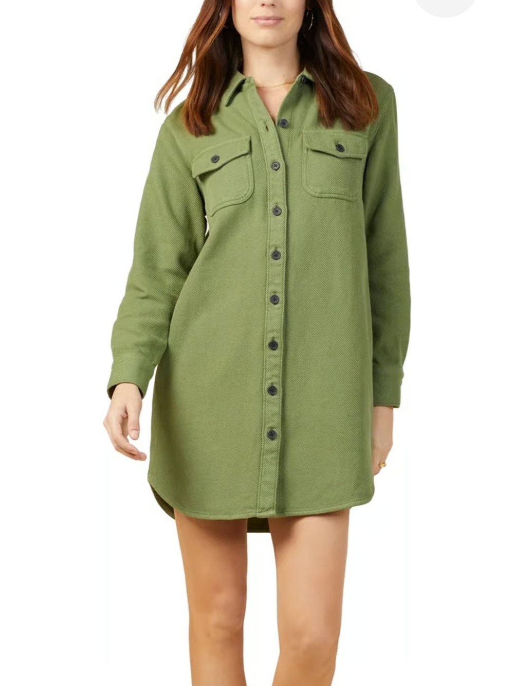 Outerknown Olive Green Long Sleeve Shirt Dress Gorpcore Utilitarian Quiet Luxury